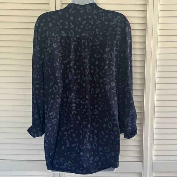 Ava & Grace Pleated Tunic, 3/4 Length Sleeves Navy & Grey L ( 12-14) - Picture 2 of 3